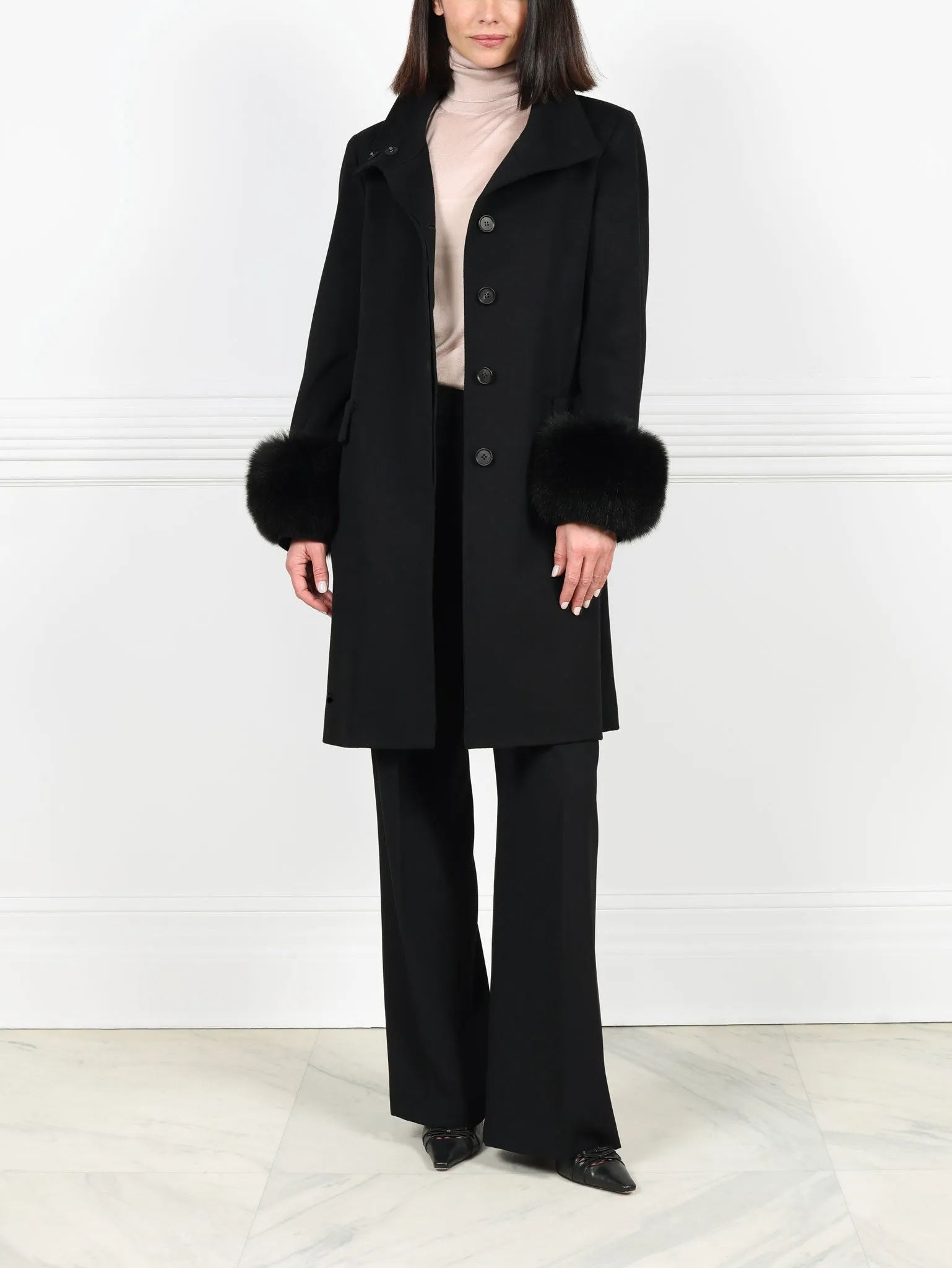 The Amity Wool and Cashmere Coat with Fur Trim sold by Pologeorgis product image thumbnail 4