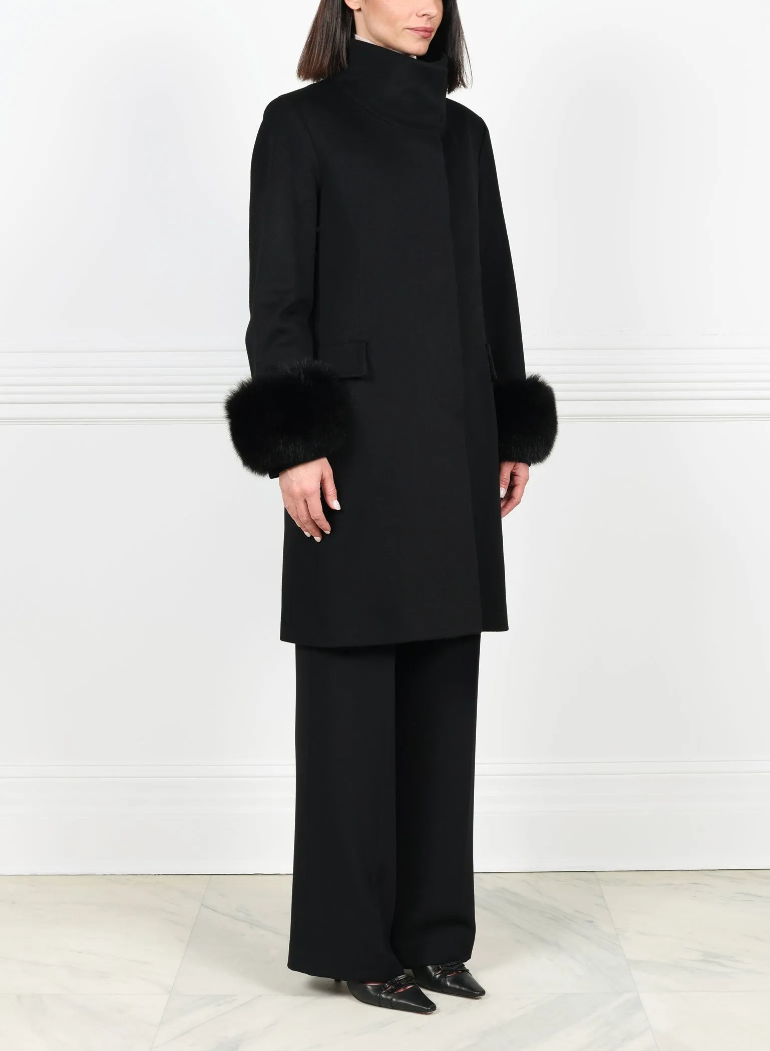 The Amity Wool and Cashmere Coat with Fur Trim sold by Pologeorgis product image thumbnail 3