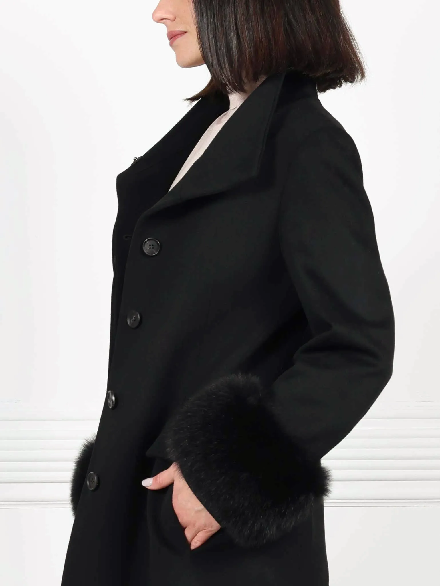 The Amity Wool and Cashmere Coat with Fur Trim sold by Pologeorgis product image thumbnail 2
