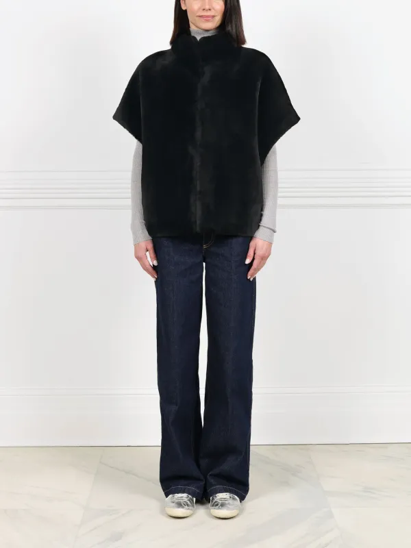 The Alyssa  Shearling Cocoon Vest sold by Pologeorgis