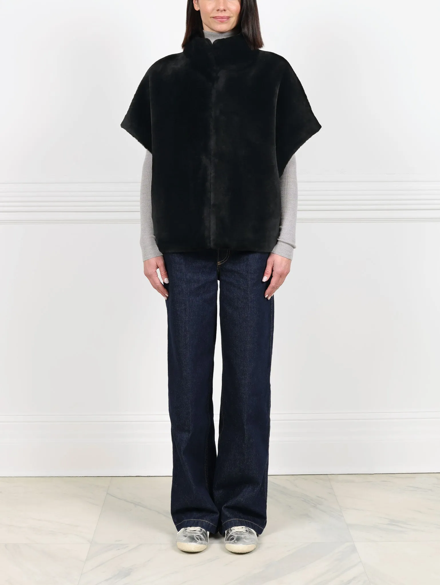 The Alyssa Shearling Cocoon Vest sold by Pologeorgis