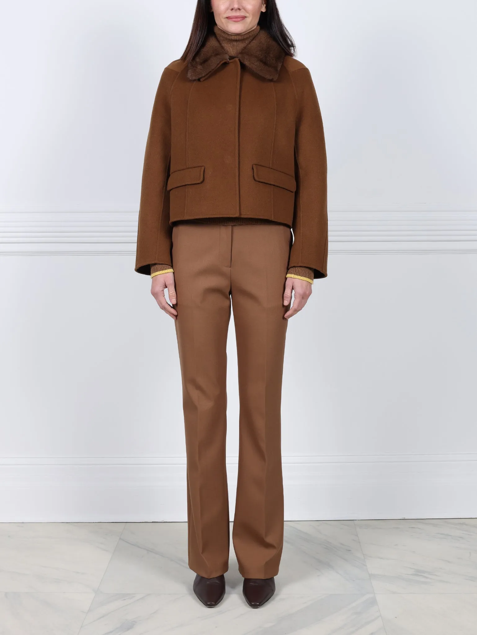 The Lylia Double Face Jacket with Mink Fur Collar sold by Pologeorgis product image thumbnail 3