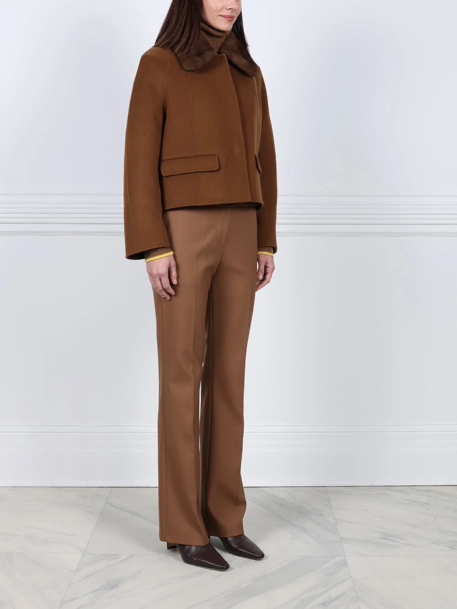 The Lylia Double Face Jacket with Mink Fur Collar sold by Pologeorgis product image thumbnail 4