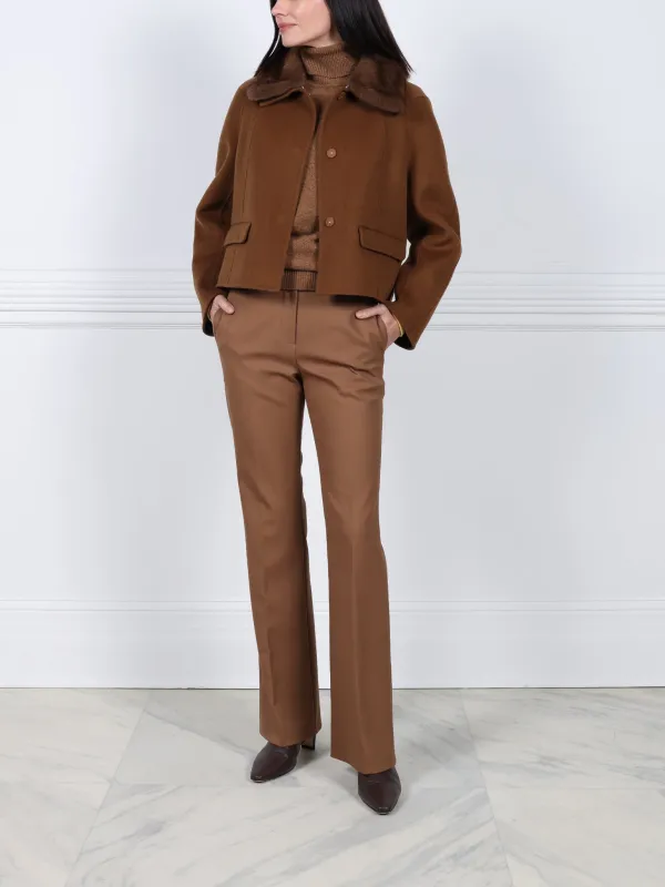 The Lylia Double Face Jacket with Mink Fur Collar sold by Pologeorgis