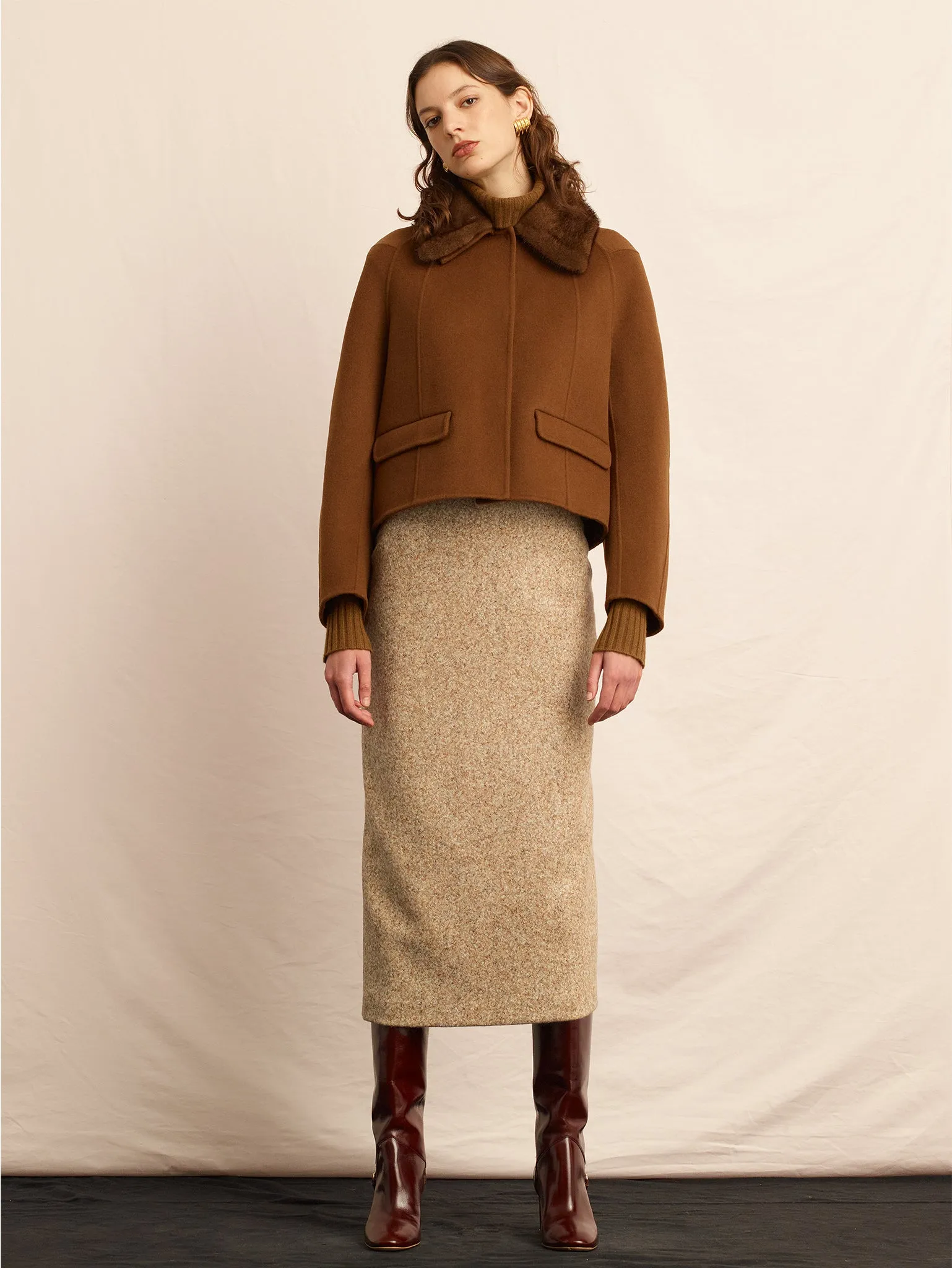 The Lylia Double Face Jacket with Mink Fur Collar sold by Pologeorgis product image thumbnail 2