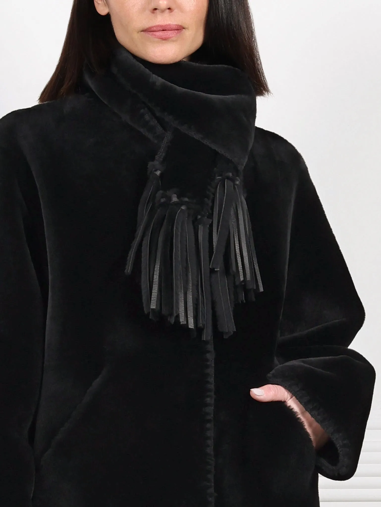 Embroidered Shearling Jacket with Scarf sold by Pologeorgis product image thumbnail 4