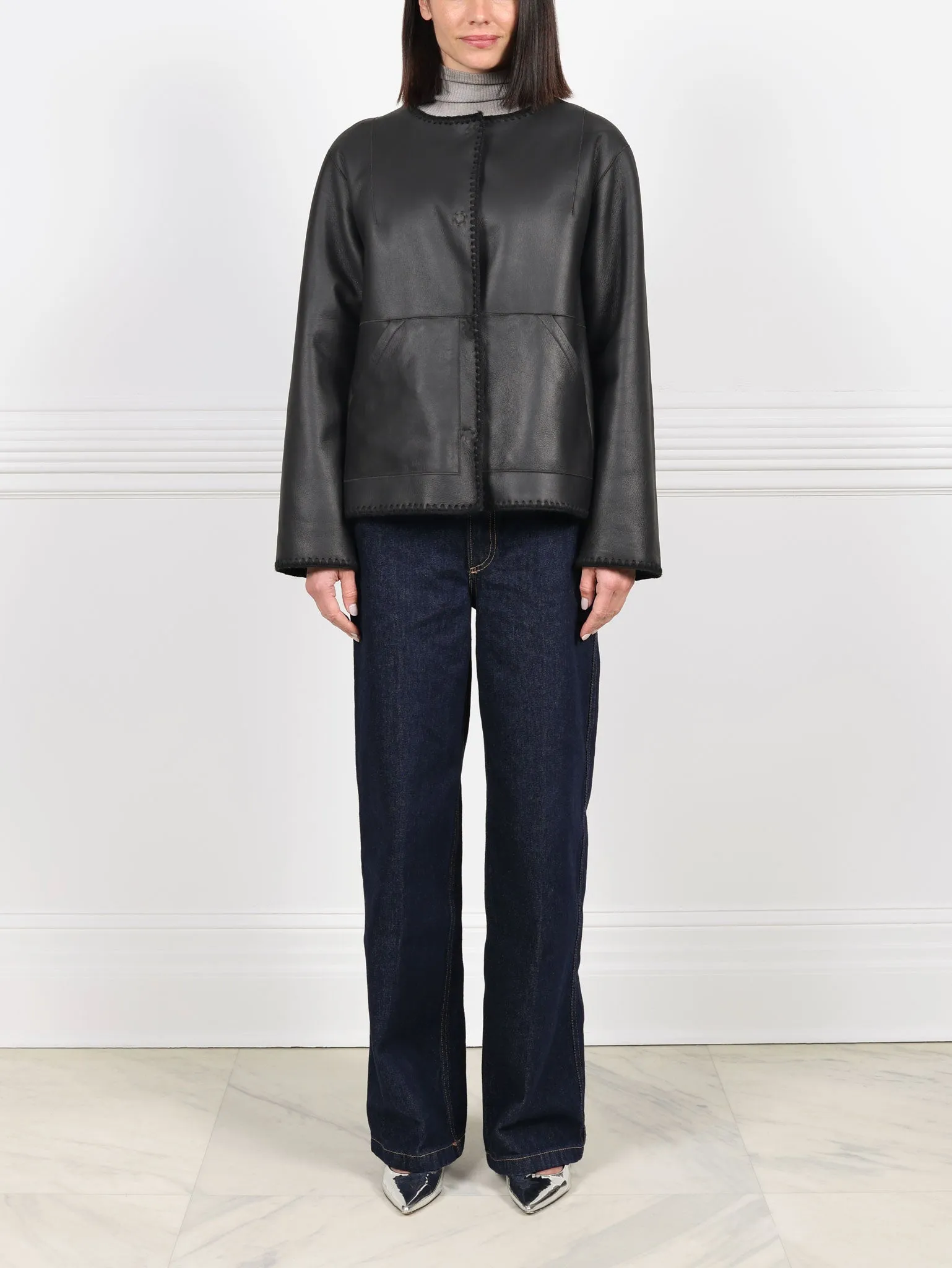 Embroidered Shearling Jacket with Scarf sold by Pologeorgis product image thumbnail 3