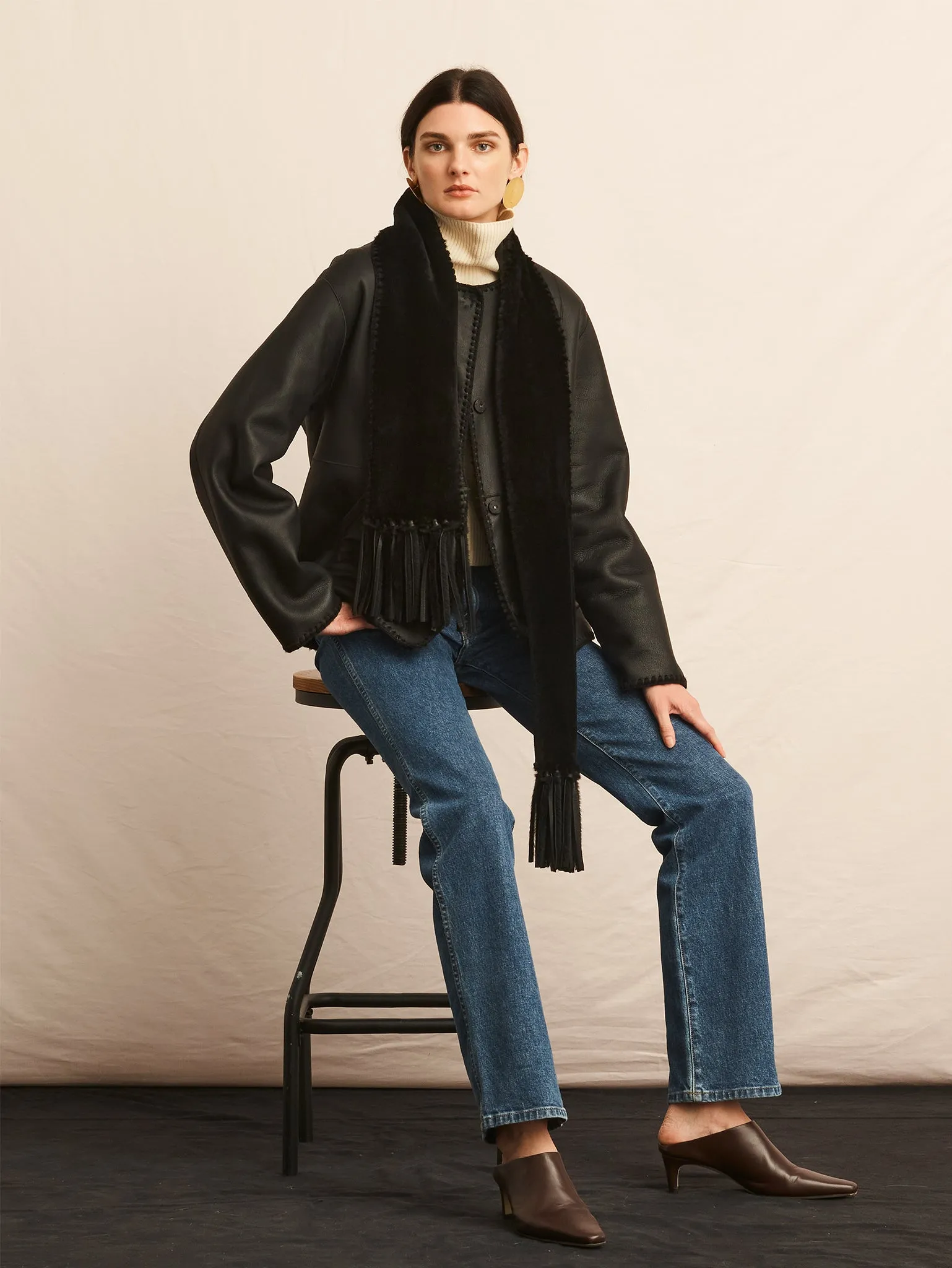 Embroidered Shearling Jacket with Scarf sold by Pologeorgis product image thumbnail 2