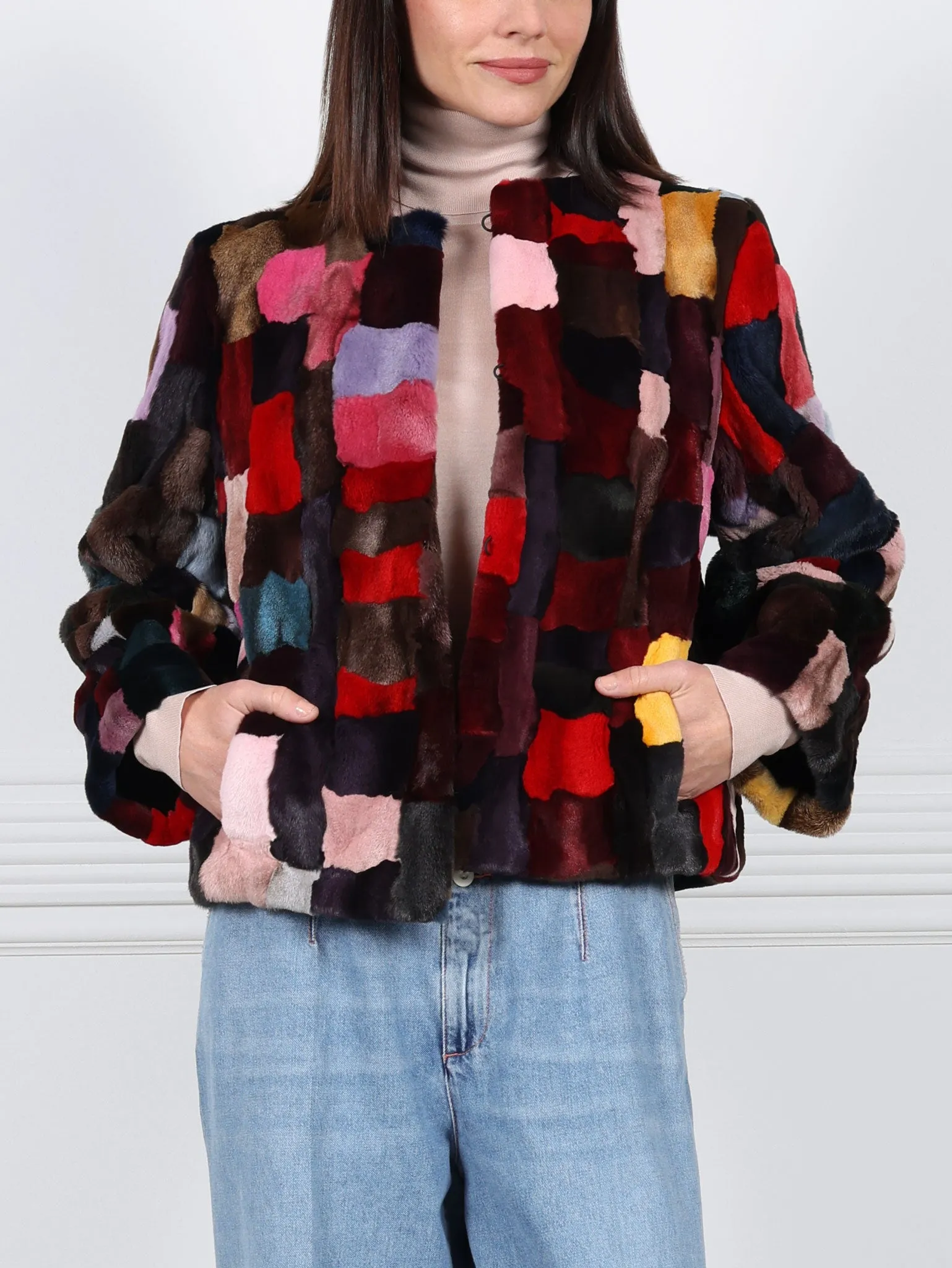 Upcycled Multi Color Fox Jacket sold by Pologeorgis product image thumbnail 2