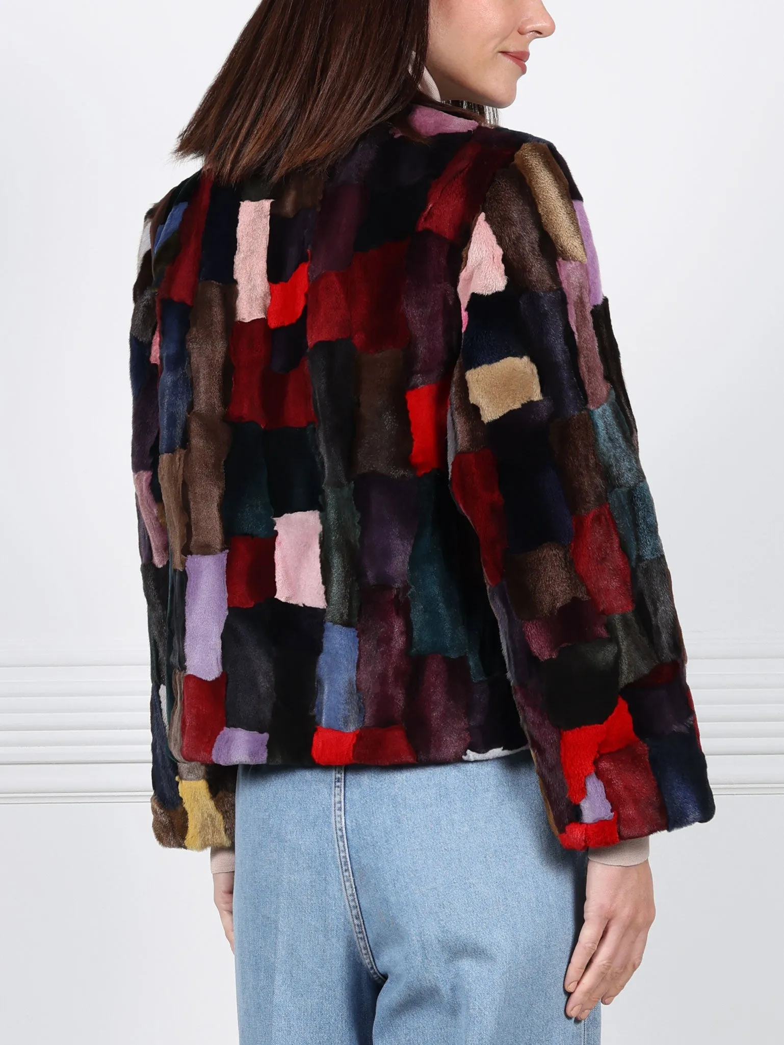 Upcycled Multi Color Fox Jacket sold by Pologeorgis product image thumbnail 3