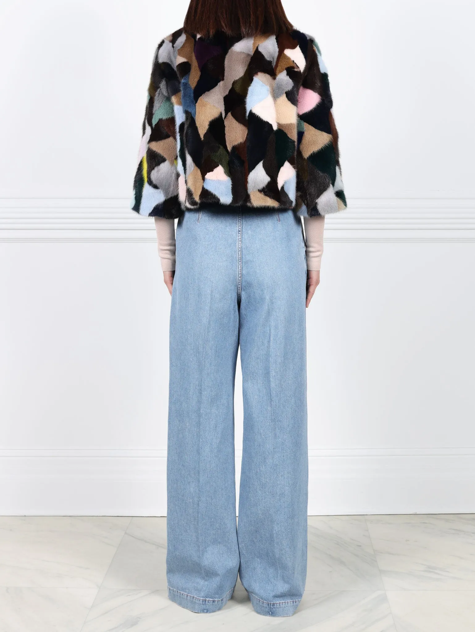 Upcycled Multi Mink Crop Jacket sold by Pologeorgis product image thumbnail 3