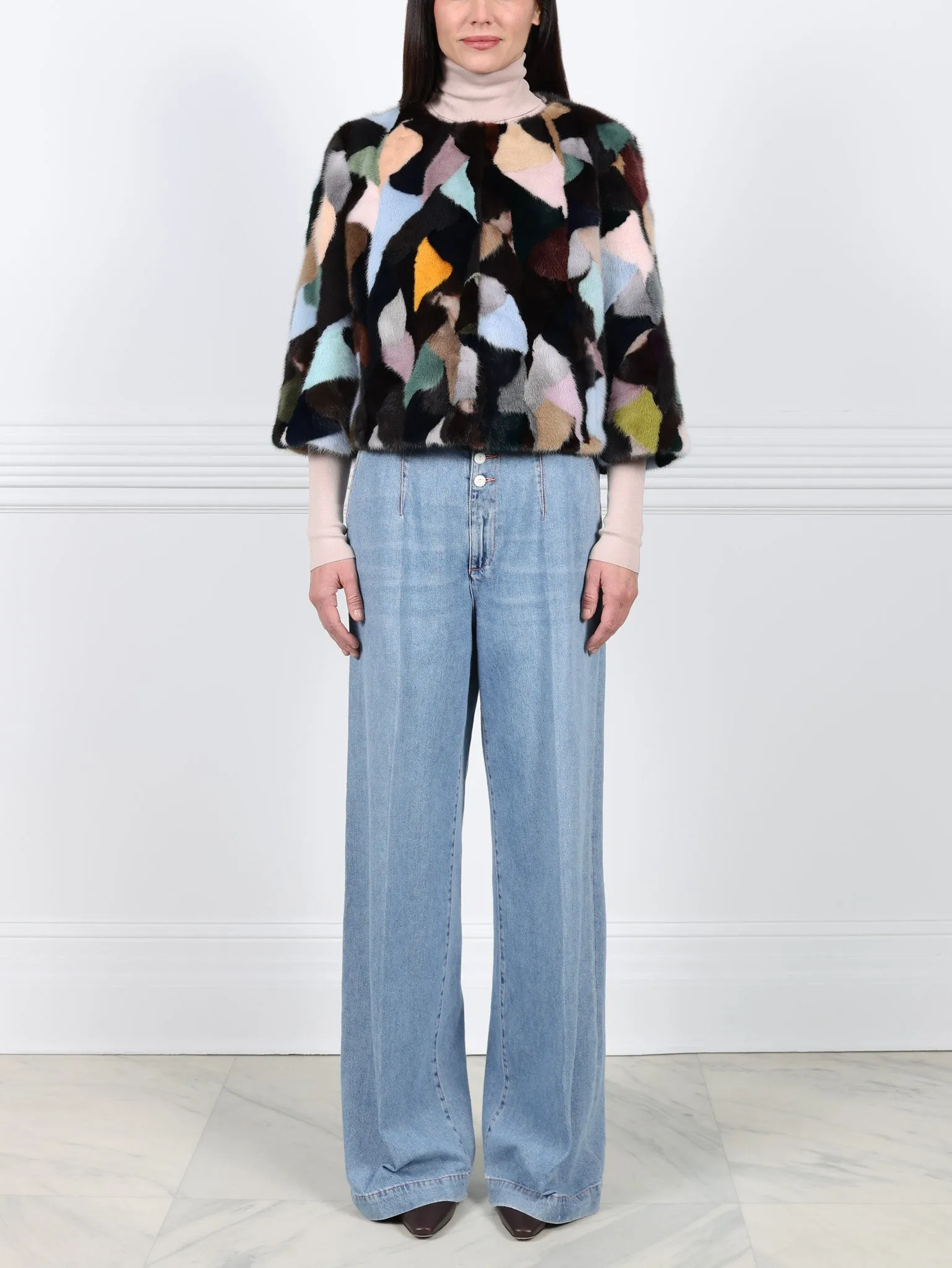 Upcycled Multi Mink Crop Jacket sold by Pologeorgis