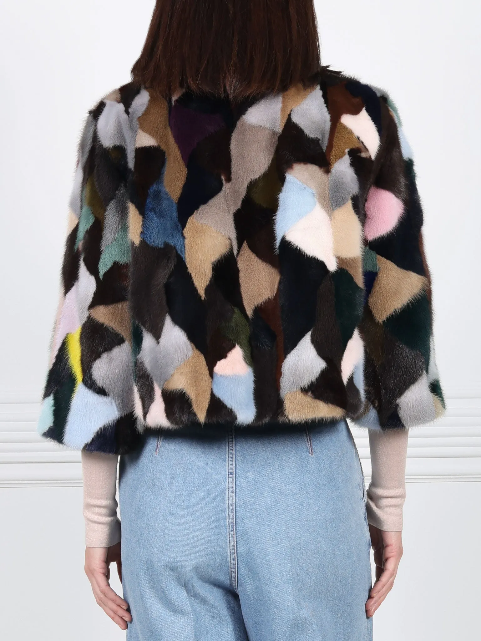 Upcycled Multi Mink Crop Jacket sold by Pologeorgis product image thumbnail 5