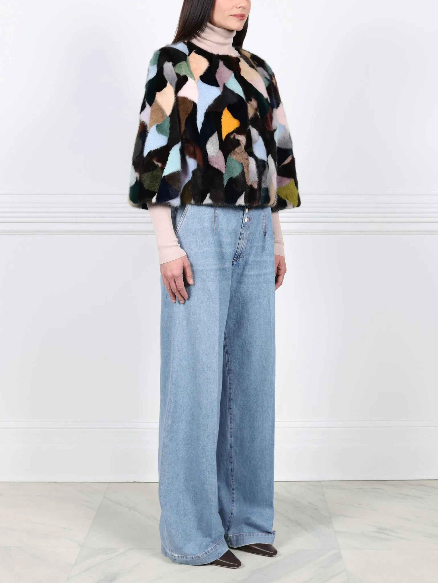 Upcycled Multi Mink Crop Jacket sold by Pologeorgis product image thumbnail 2