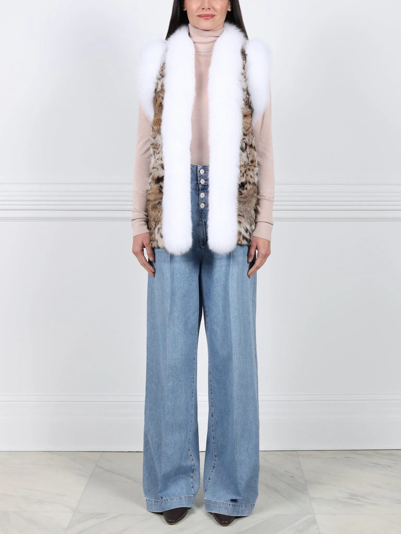 The Upcycled Spotted Fur Vest sold by Pologeorgis