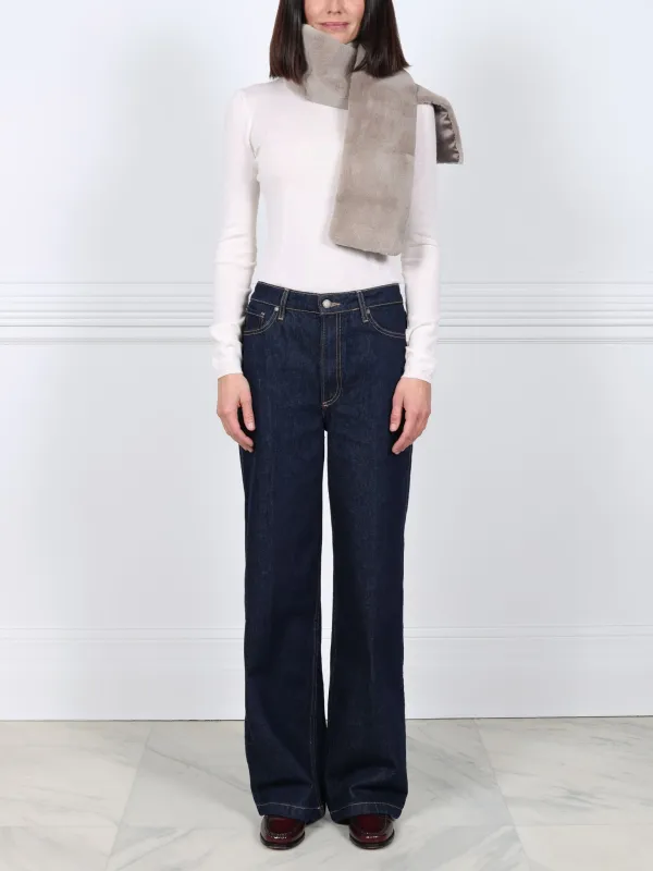 Sheared Mink Fur Scarf in Grey sold by Pologeorgis