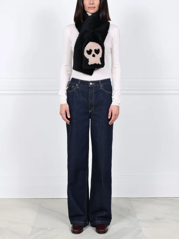 The Skull Raw Edge Merino Shearling Pull Through Scarf sold by Pologeorgis