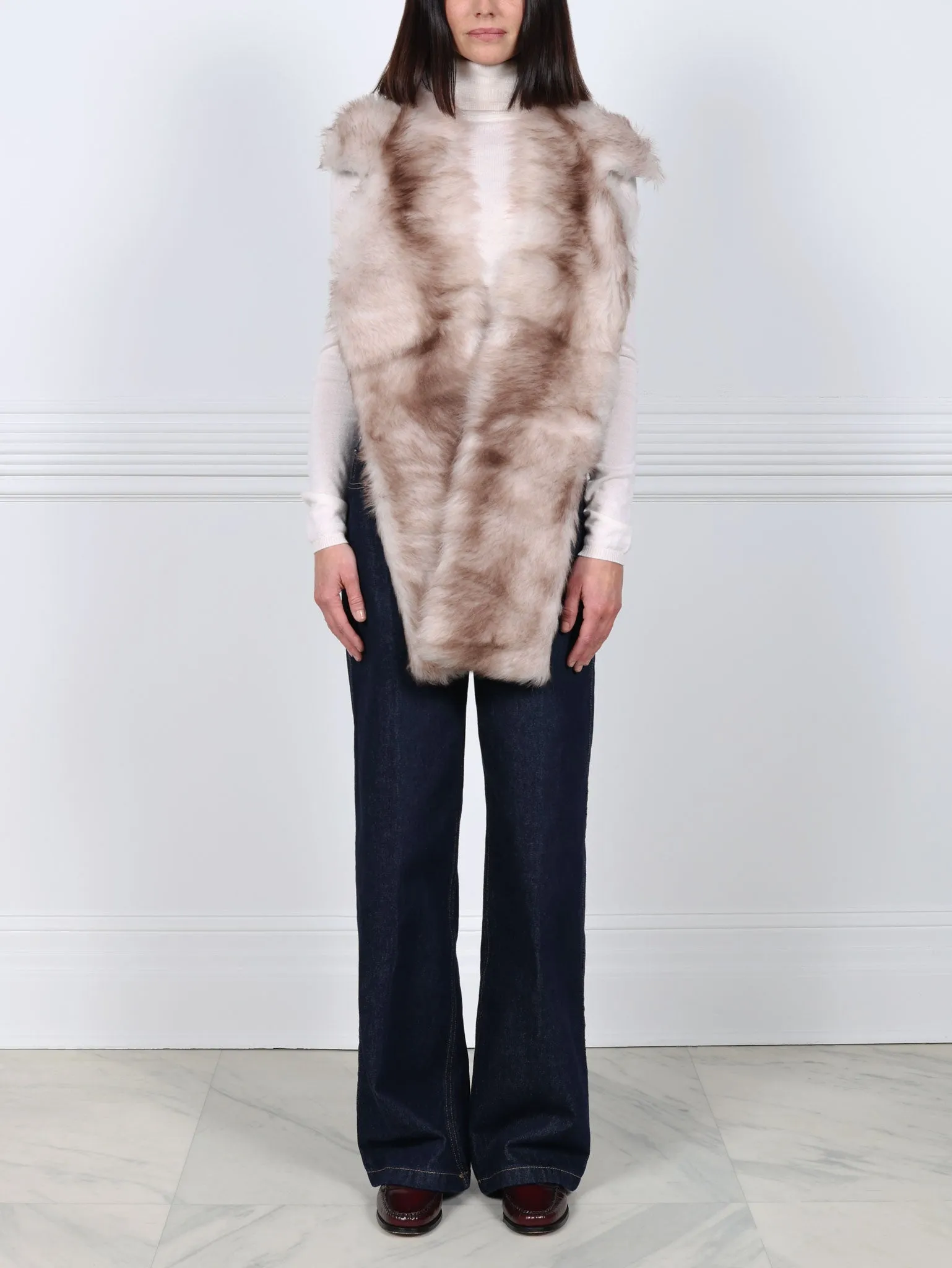 Notch Collar Long Shearling Scarf sold by Pologeorgis