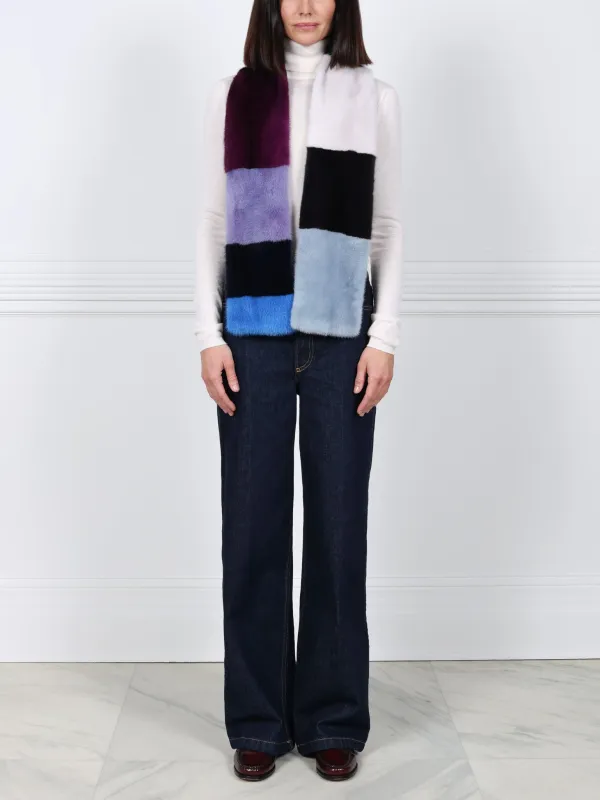 Color Blocked Mink Fur Scarf sold by Pologeorgis