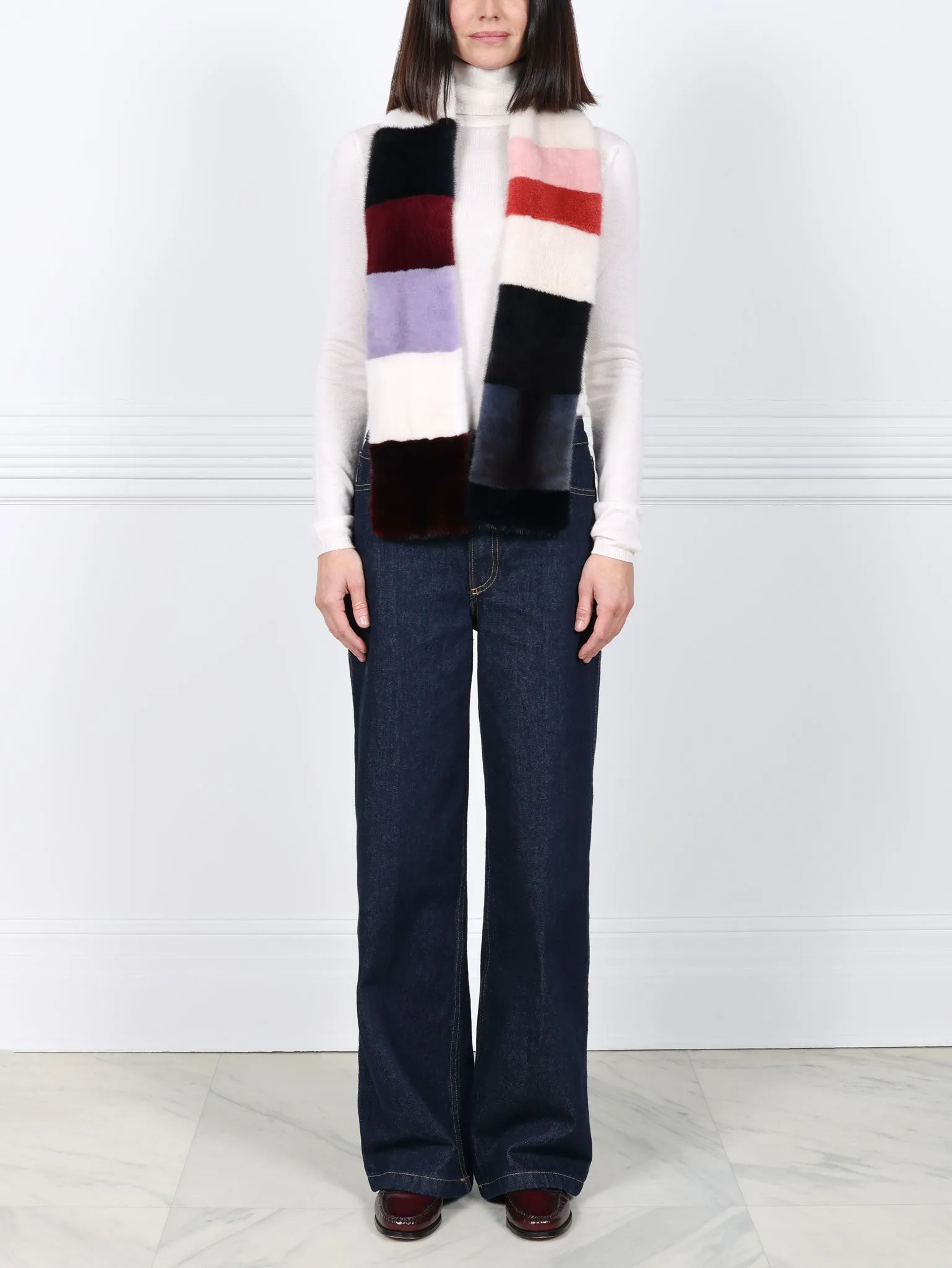 Color Blocked Mink Fur Scarf sold by Pologeorgis