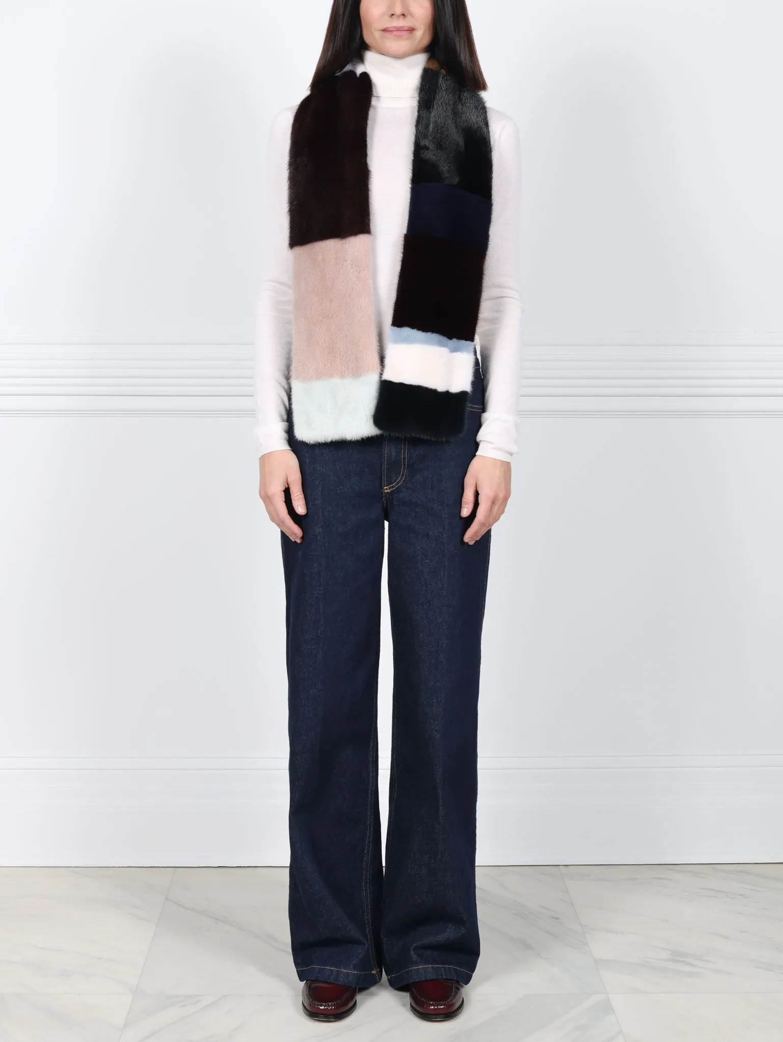 Color Blocked Mink Fur Scarf sold by Pologeorgis