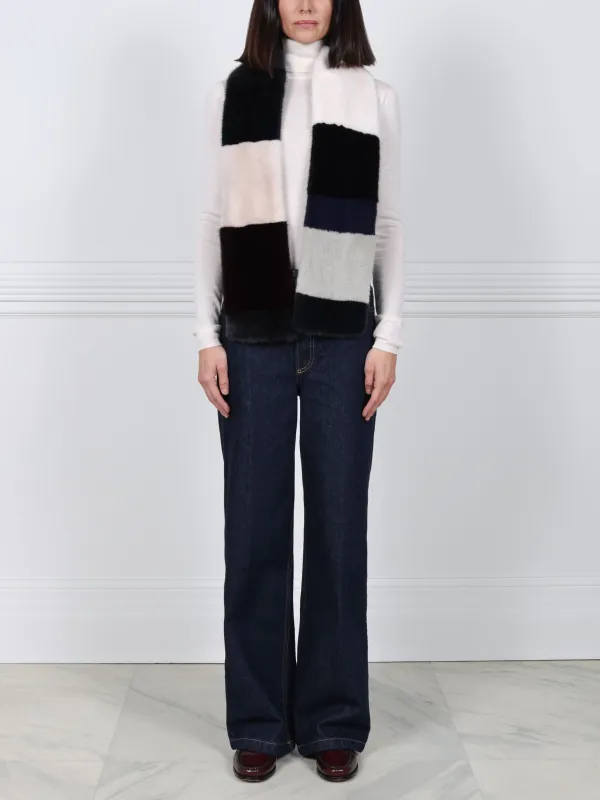 Color Blocked Mink Fur Scarf sold by Pologeorgis