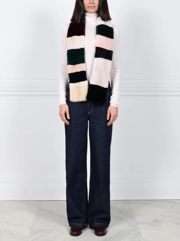 Color Blocked Mink Fur Scarf sold by Pologeorgis