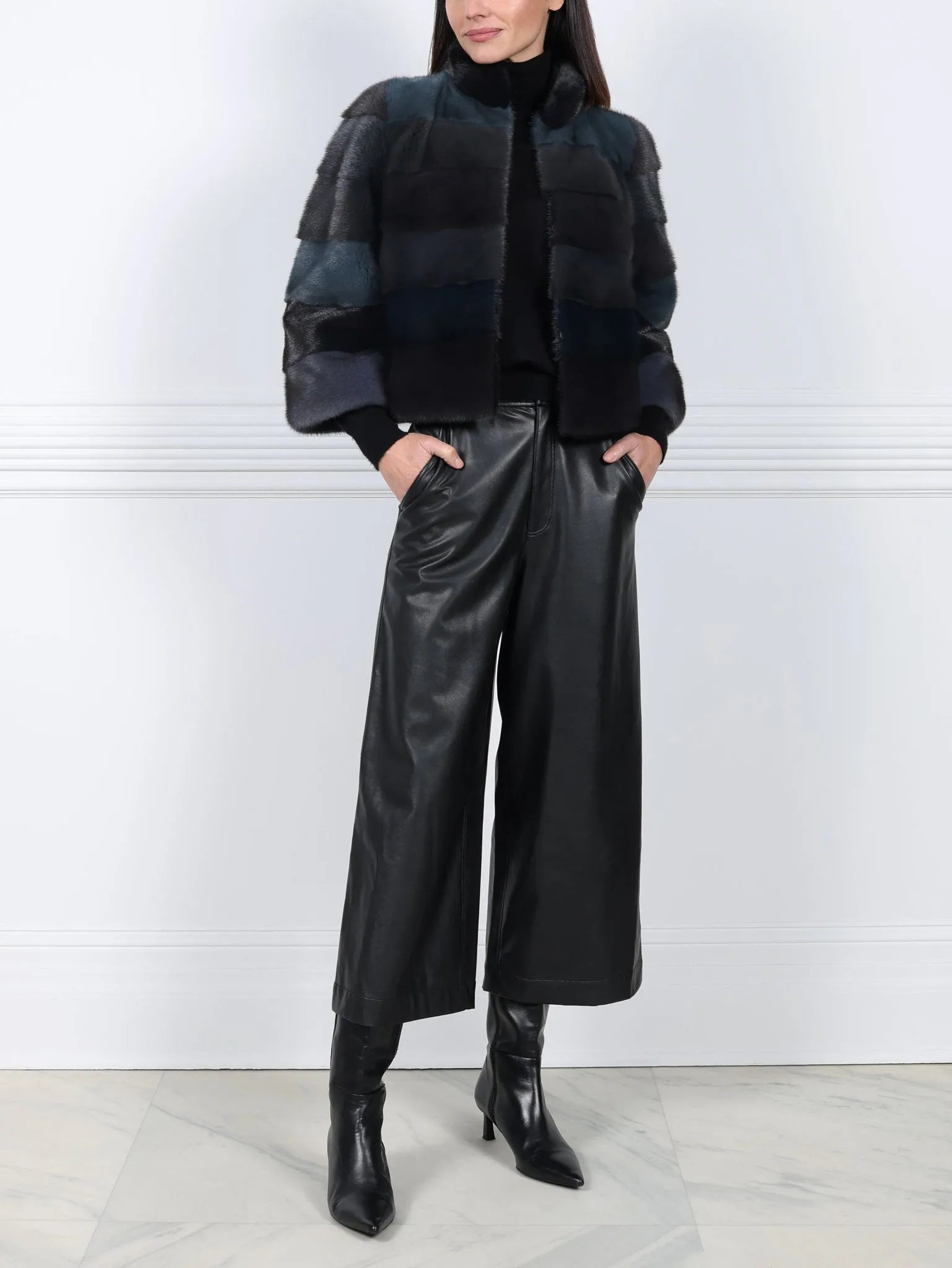 Teal Upcycled Mink Fur Jacket sold by Pologeorgis