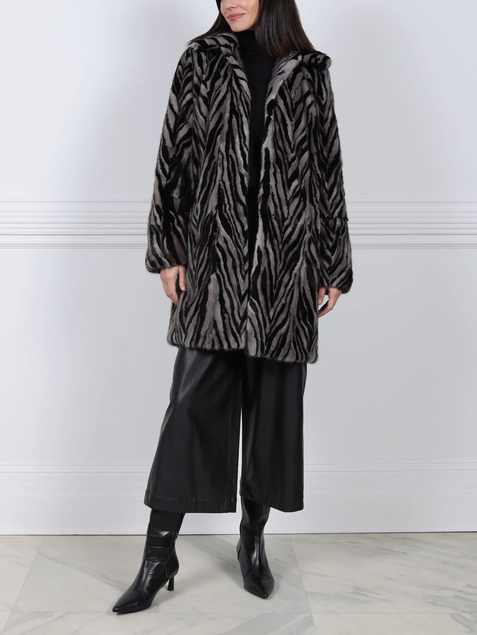 The Chevron Fen Upcycled Mink Coat sold by Pologeorgis