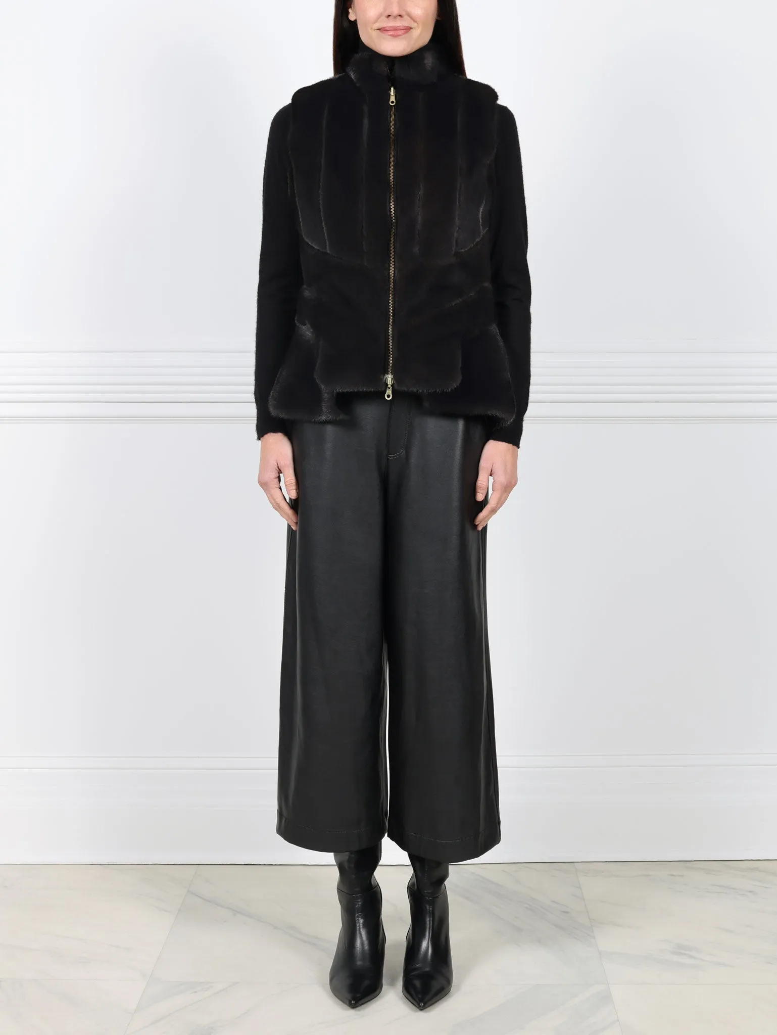 Mink Puffer Reversible to Leather Vest sold by Pologeorgis