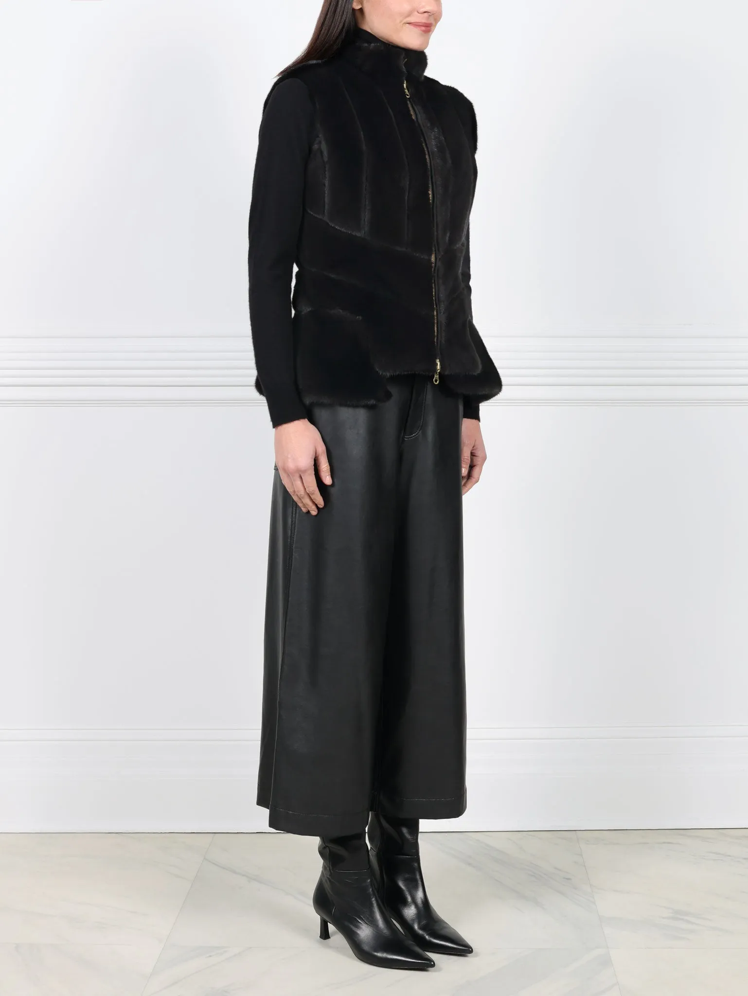 Mink Puffer Reversible to Leather Vest sold by Pologeorgis product image thumbnail 3