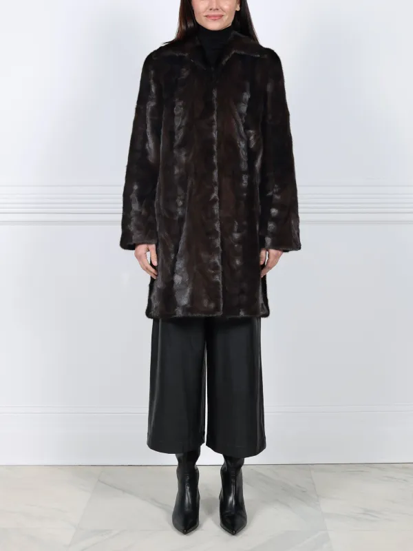 The Fen Upcycled Mink Coat in Black sold by Pologeorgis
