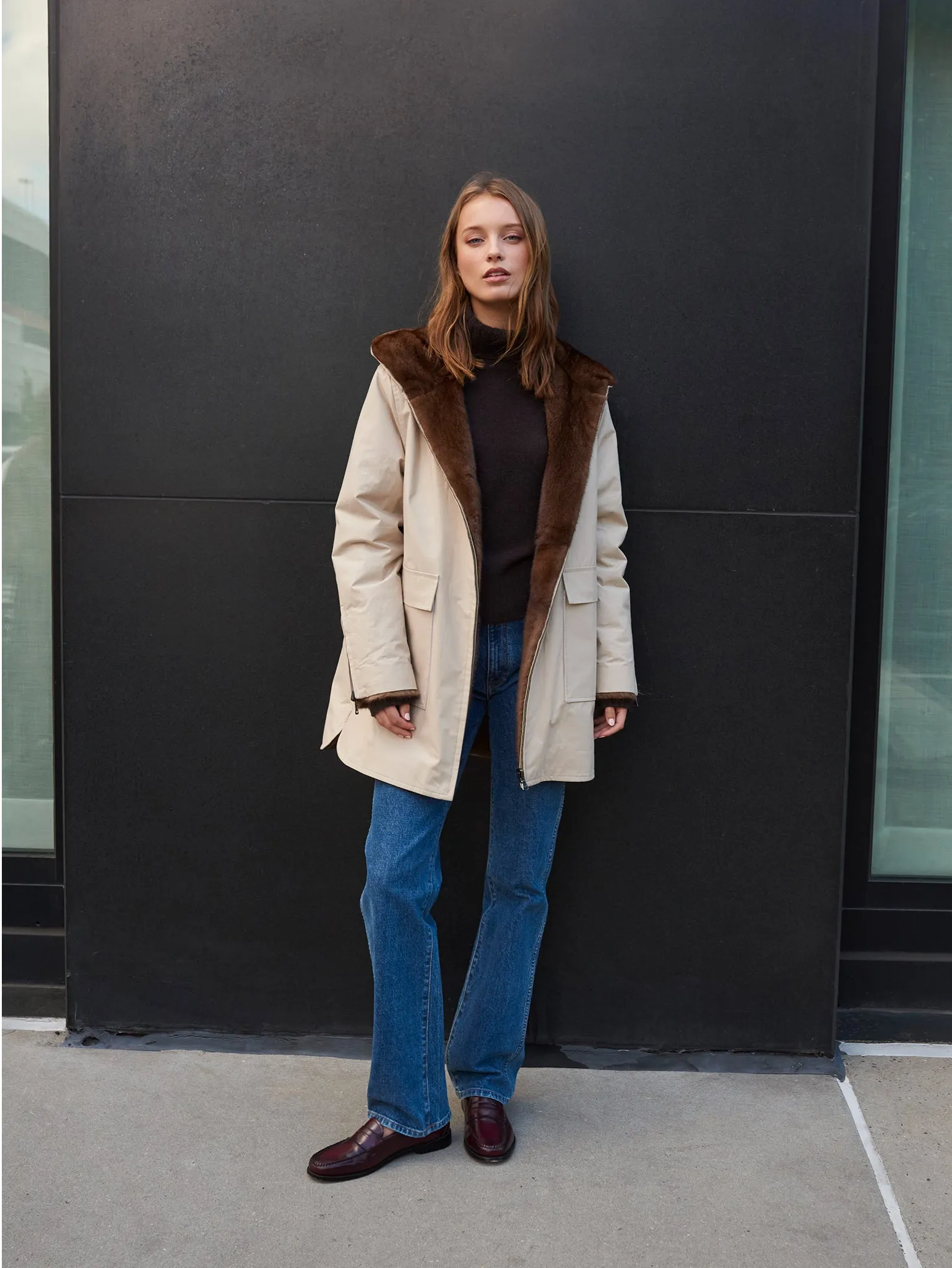 The Flurry Reversible Hooded Mink Coat sold by Pologeorgis product image thumbnail 3