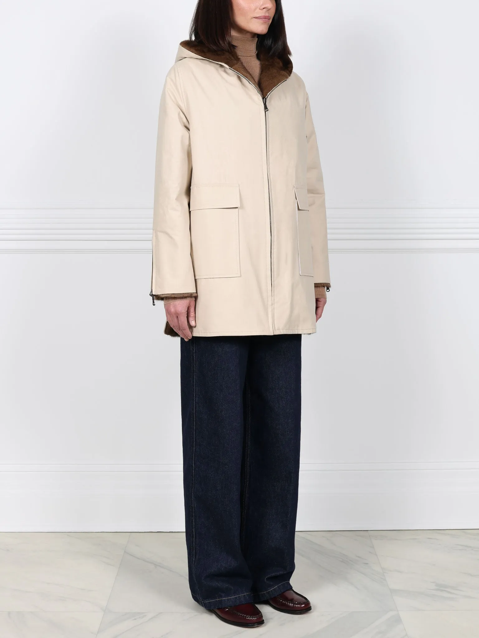 The Flurry Reversible Hooded Mink Coat sold by Pologeorgis product image thumbnail 4