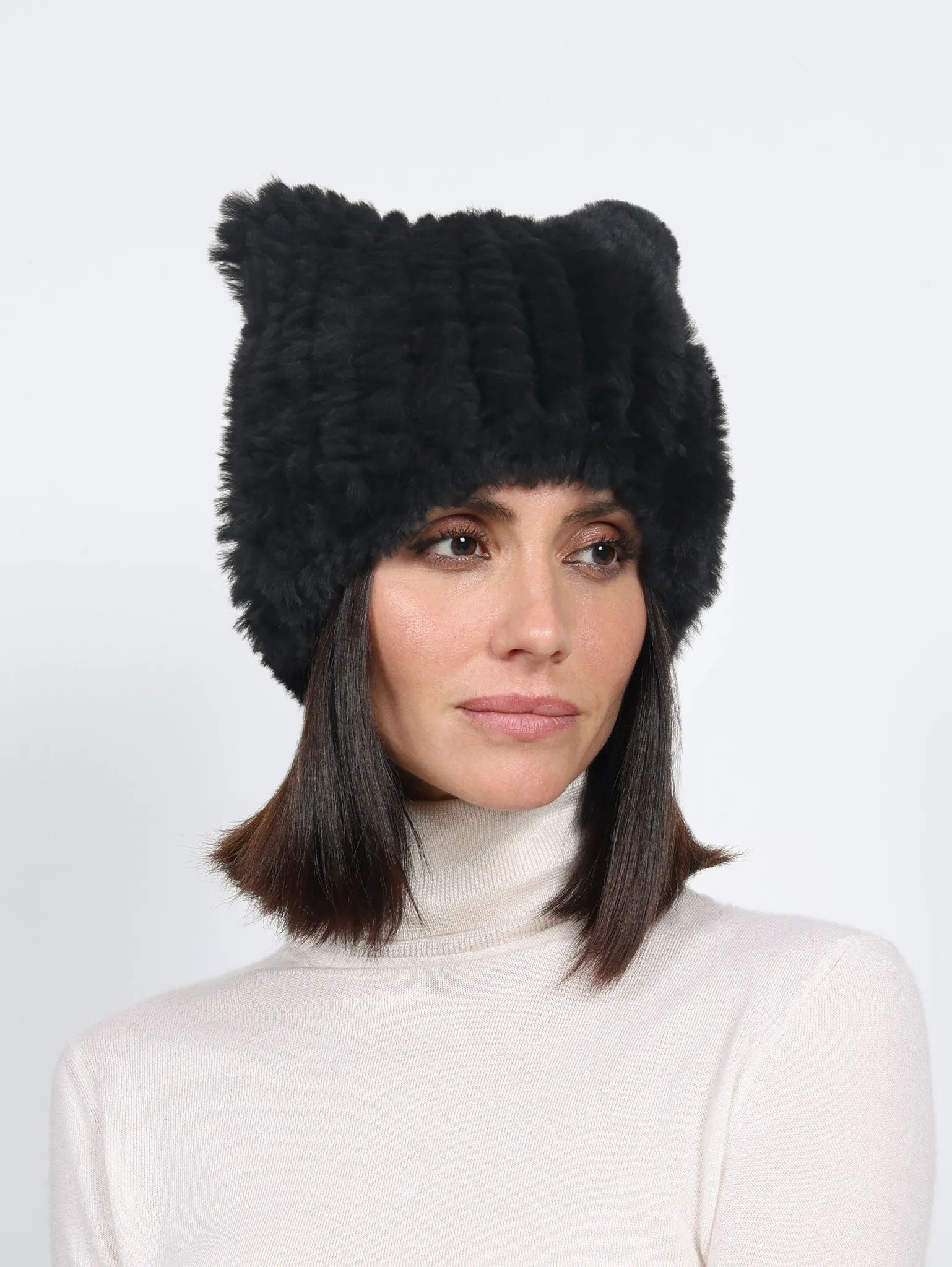 Knitted Shearling Hat with Ears sold by Pologeorgis