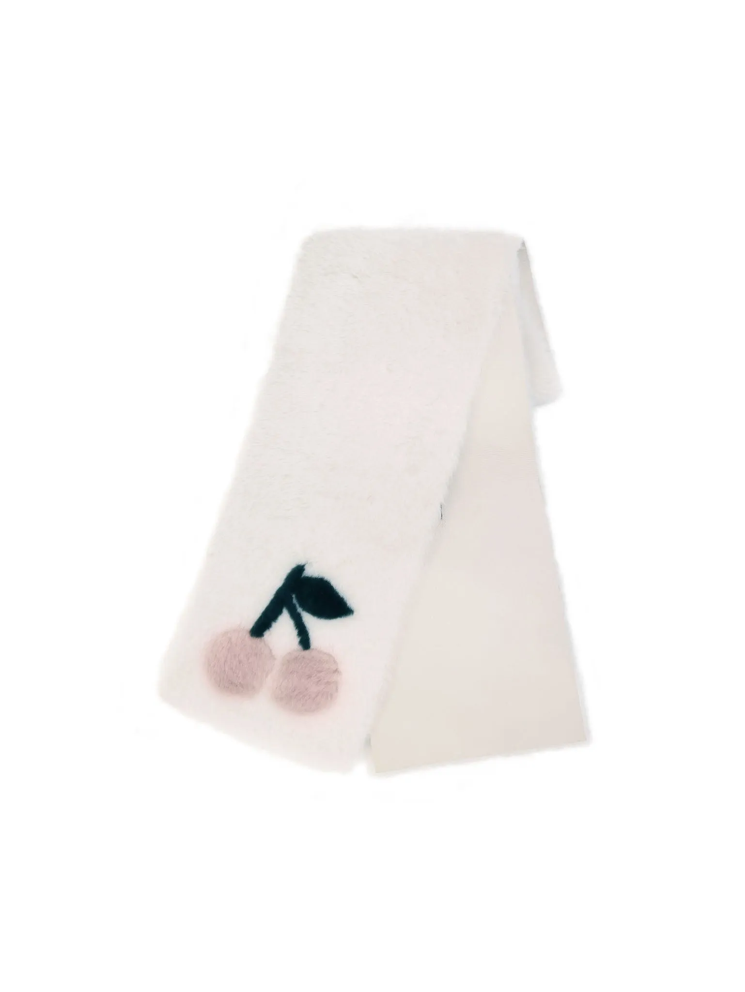 The Cherries Ivory Shearling Intarsia Scarf sold by Pologeorgis product image thumbnail 2