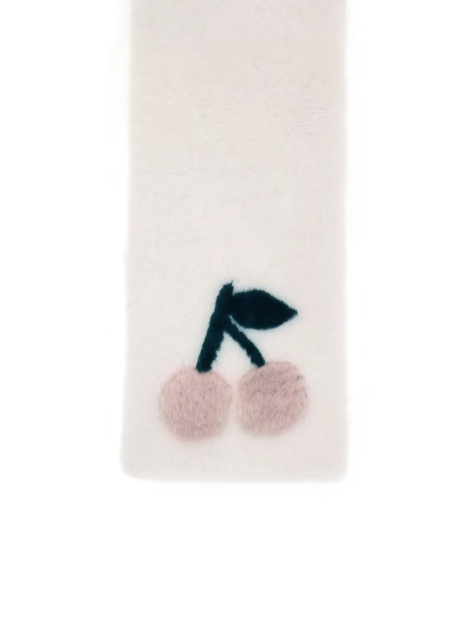 The Cherries Ivory Shearling Intarsia Scarf sold by Pologeorgis product image thumbnail 3