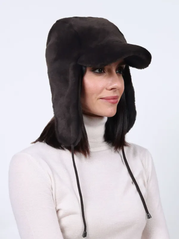 Shearling Baseball Trapper sold by Pologeorgis