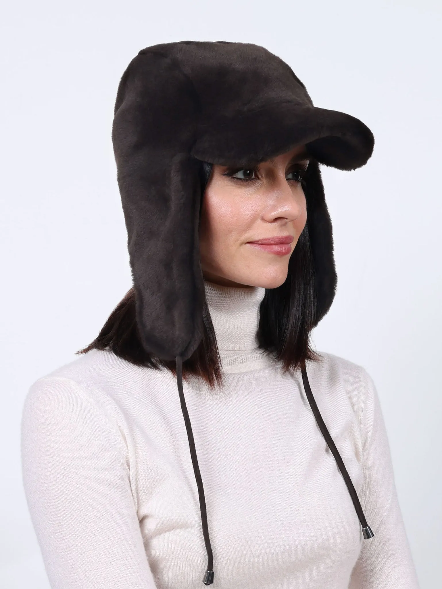 Shearling Baseball Trapper sold by Pologeorgis