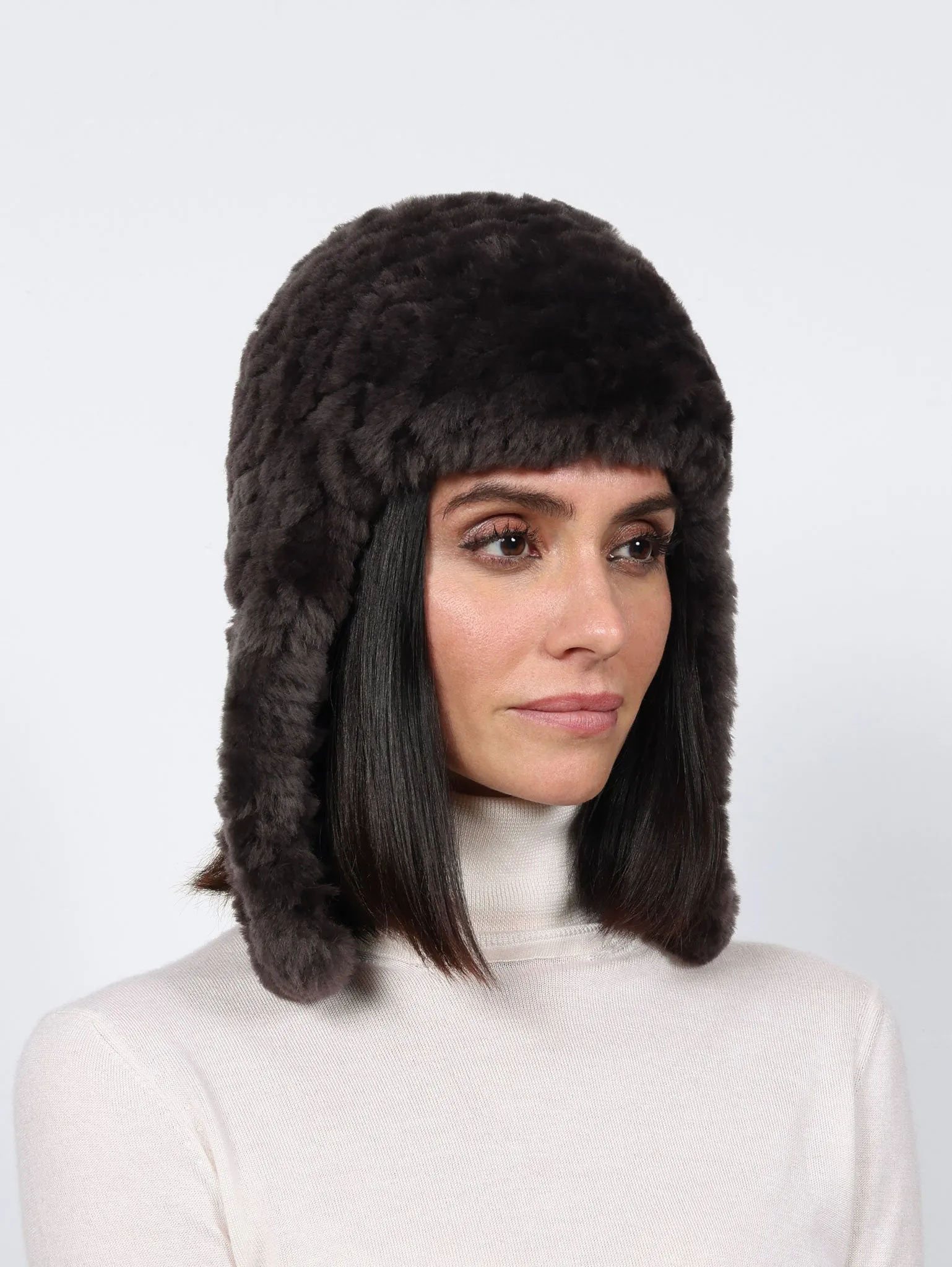 Knitted Shearling Aviator Hat sold by Pologeorgis product image thumbnail 2