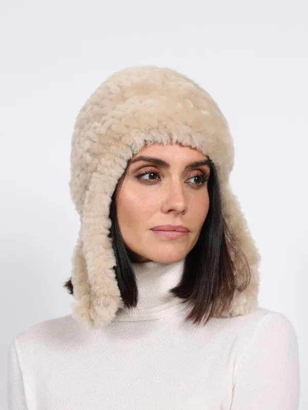 Knitted Shearling Aviator Hat sold by Pologeorgis