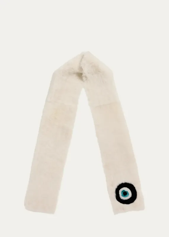 Ivory Shearling Scarf with Intarsia sold by Pologeorgis