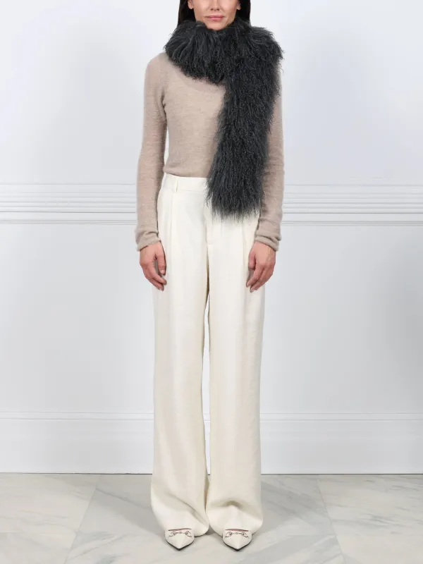 Grey Curly Shearling Scarf sold by Pologeorgis