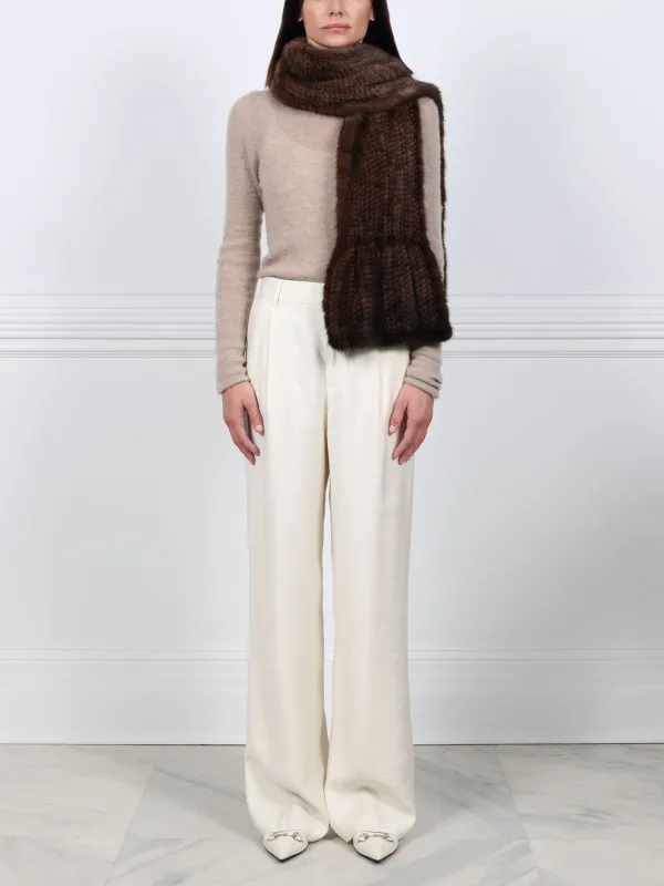 Knitted Mink Ruffle Scarf sold by Pologeorgis