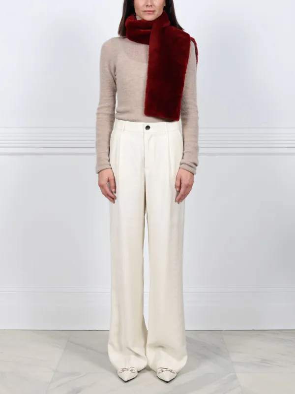 Burgundy Shearling Scarf sold by Pologeorgis