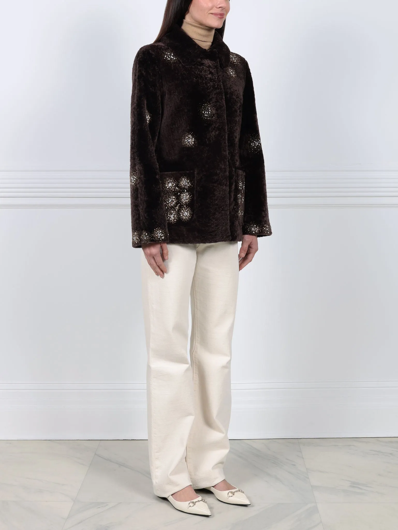 The Skye Shearling Jacket With Crystal Starbursts sold by Pologeorgis product image thumbnail 5