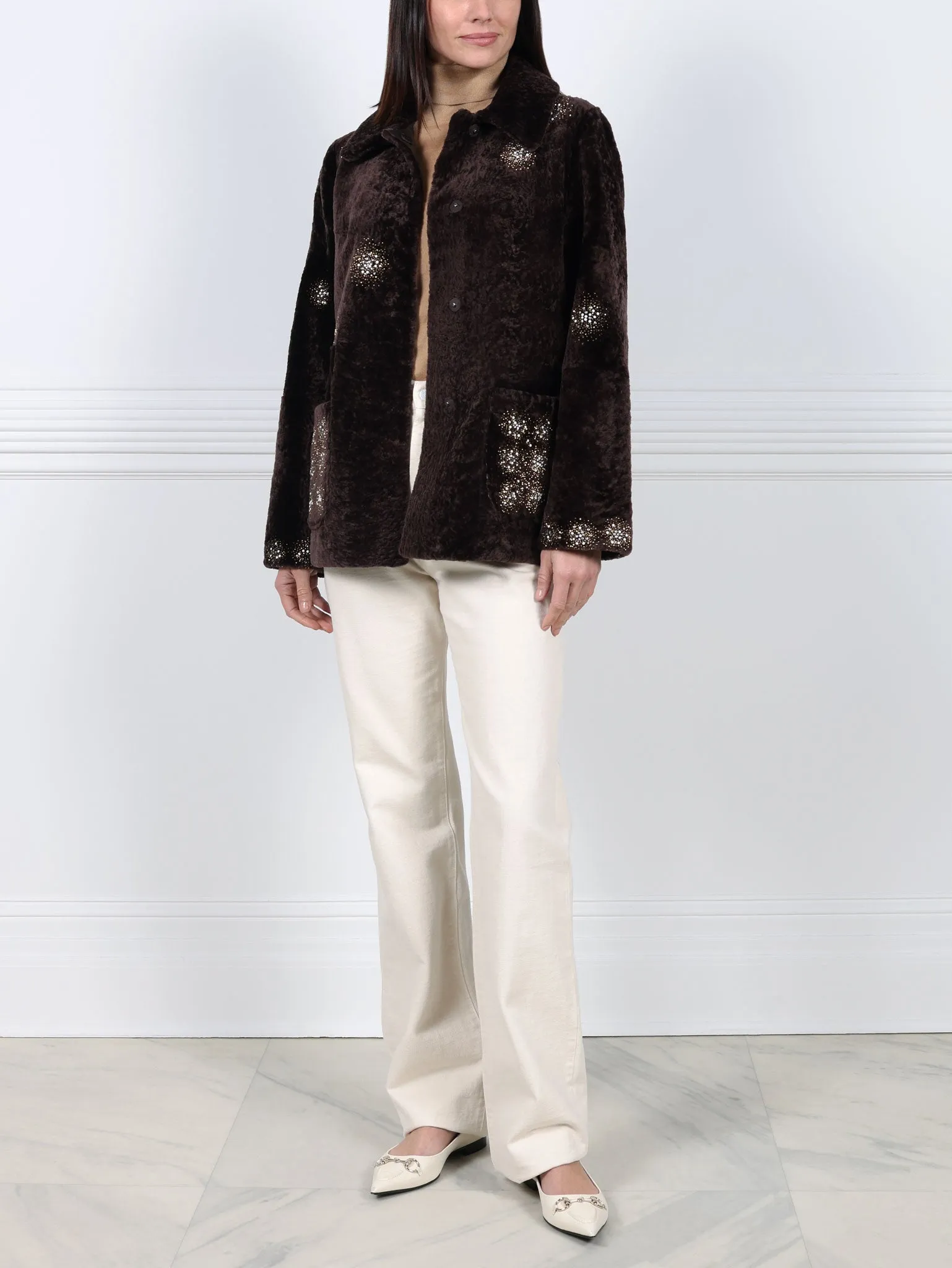 The Skye Shearling Jacket With Crystal Starbursts sold by Pologeorgis product image thumbnail 3