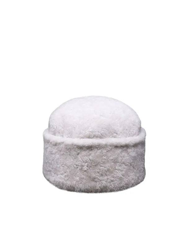 Sheared Curly Shearling Beanie sold by Pologeorgis
