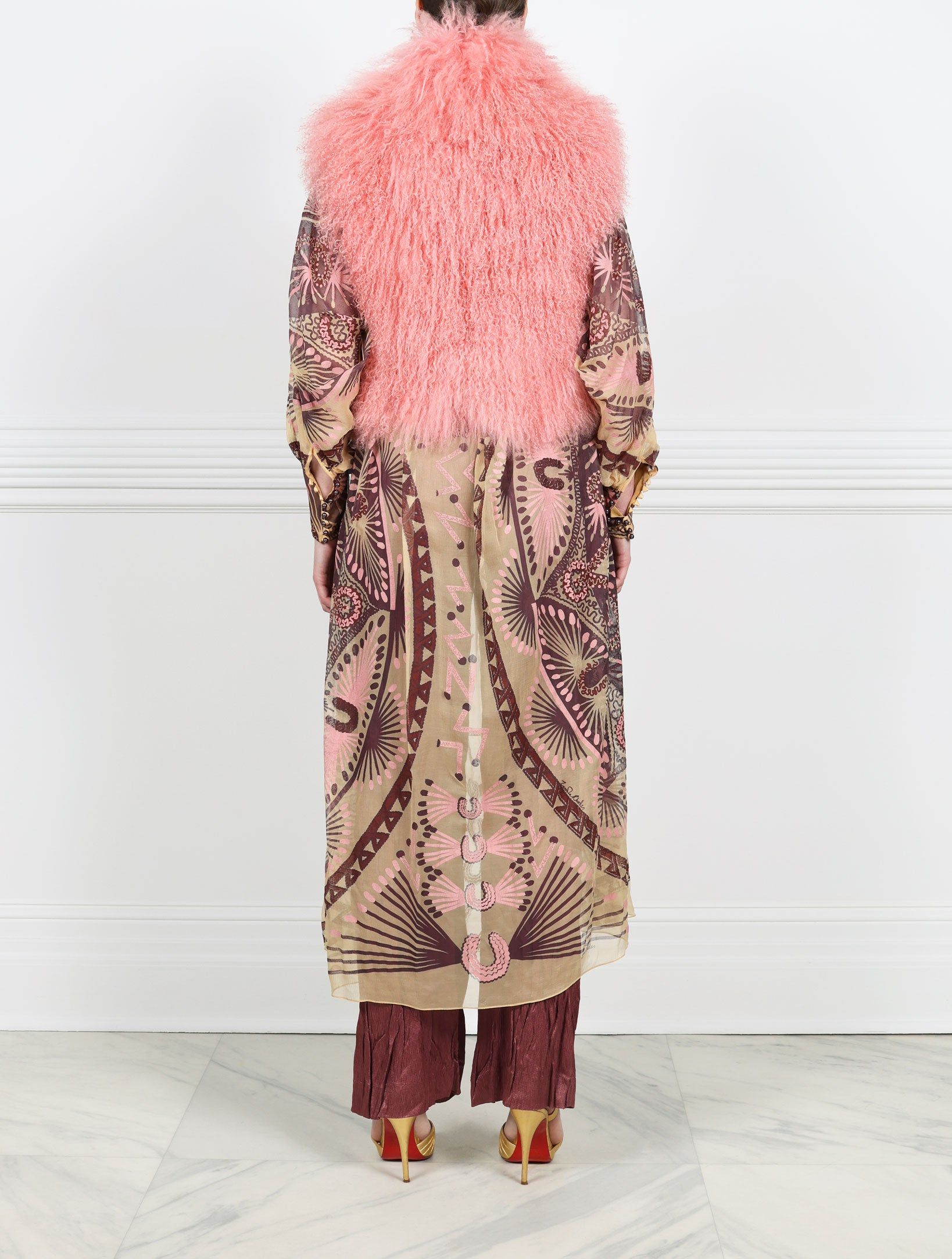 Stand Collar Curly Shearling Vest Designed by Zandra Rhodes sold by Pologeorgis product image thumbnail 4