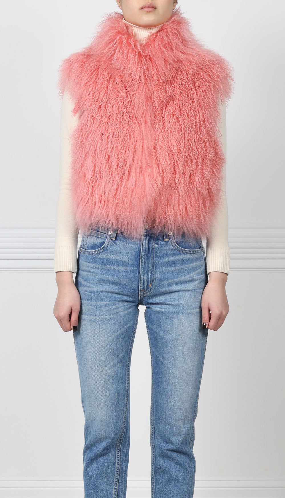 Stand Collar Curly Shearling Vest Designed by Zandra Rhodes sold by Pologeorgis product image thumbnail 5